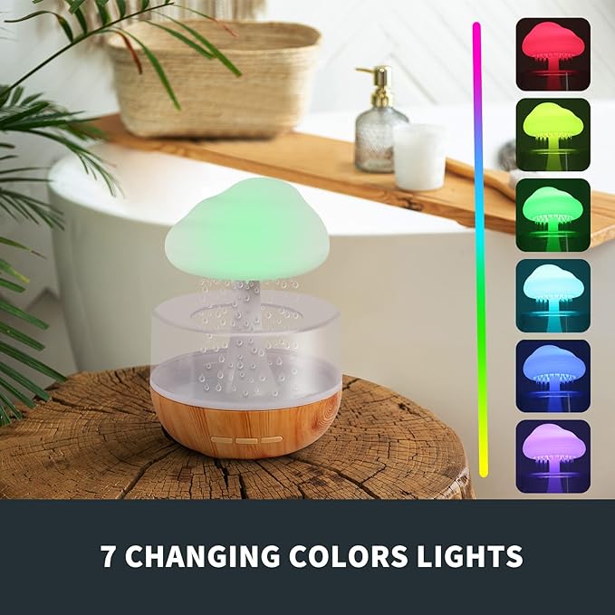 ☁️ Rain Cloud Humidifier – LED Night Light & Aroma Diffuser