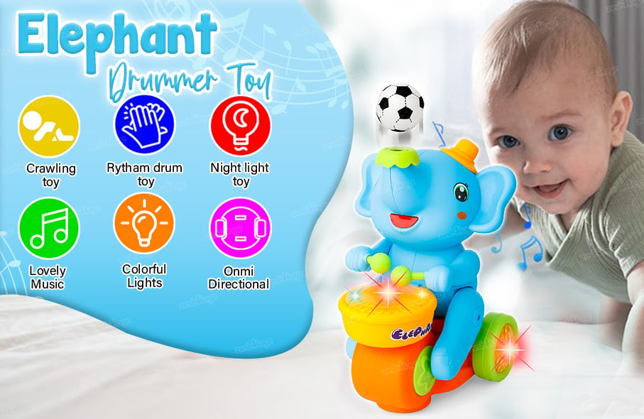 🐘🎶 Musical Walking Elephant Drummer Toy – Fun, Music & Movement for Kids! 🎵